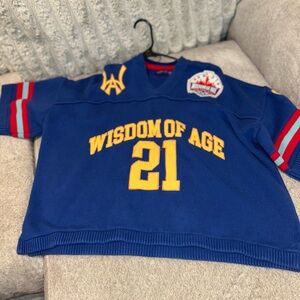 Wisdom of Age Blue V-Neck Sweater